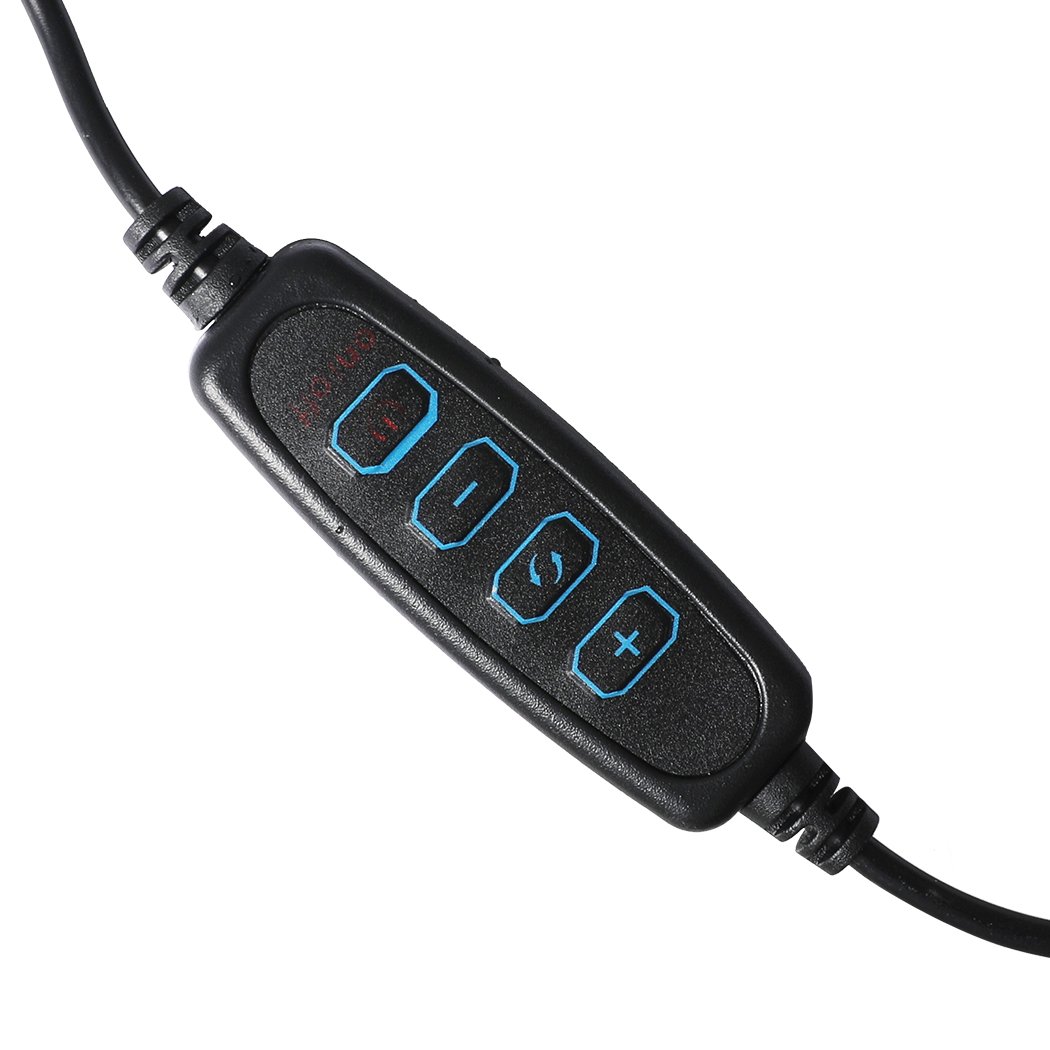 LED Ring Light with Tripod Stand and Phone Holder, showcasing adjustable brightness and color temperature for photography and video.